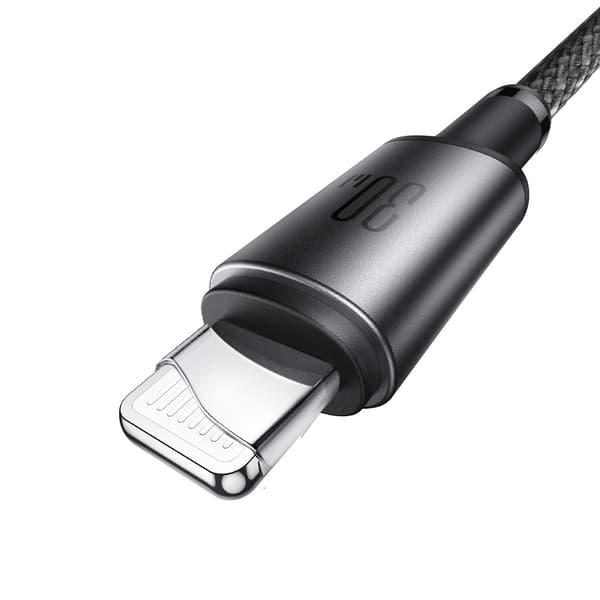 USB-C - iPhone Lightning-kabel med magnetisk hållare 1,2 m - grå