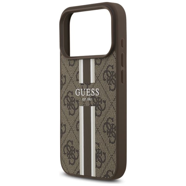 Guess 4G Printed Stripes MagSafe-etui til iPhone 17 Pro brunt