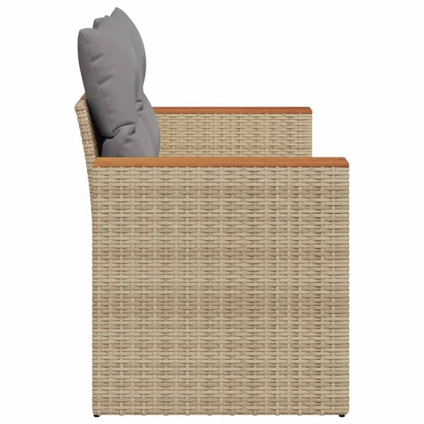 vidaXL Trädgårdssoffa med kuddar, 2-sits, beige, polyrotting