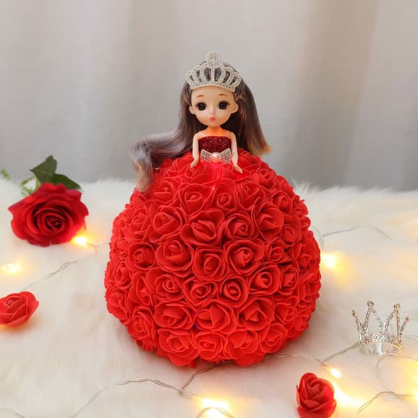 Blomma Prinsessa Docka Röda Rosor Gåva