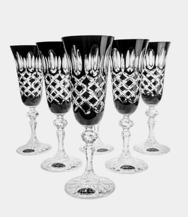 Svarta kristall champagneglas 150ml Krata Olive