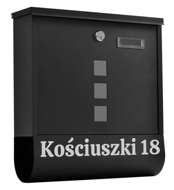 Hansin musta postilaatikko kaiverruksilla