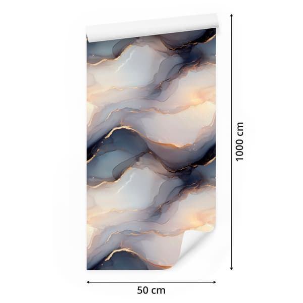 Mustetapetti Vaaleanharmaa, harmaa ja kermanvärinen 50x1000 cm