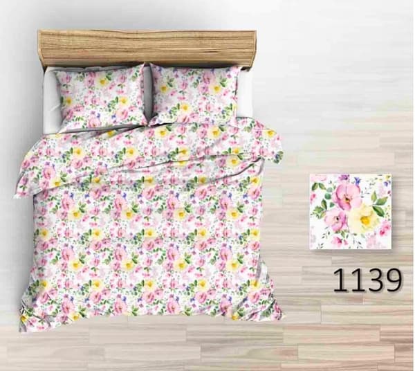 SENGESÆT 200x220 cm TYKT BOMULD MED BLOMSTER