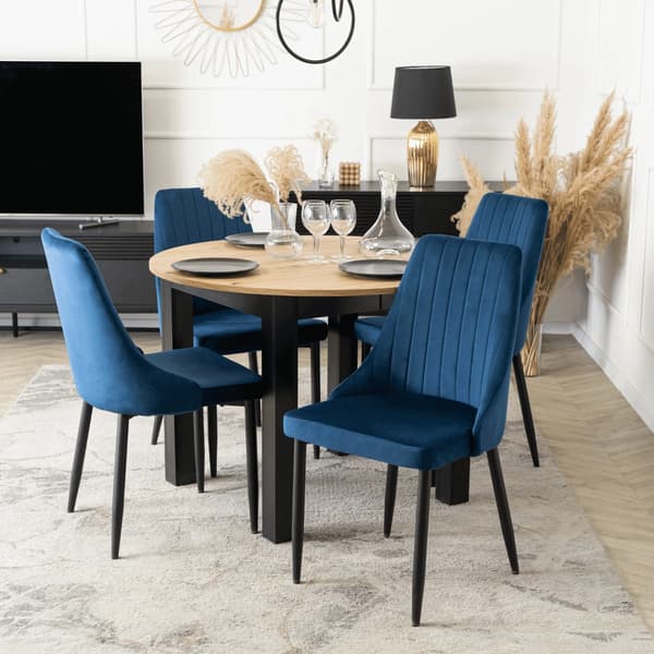 BARI Polstret Spisebordsstol Marineblå Velour Moderne Loft
