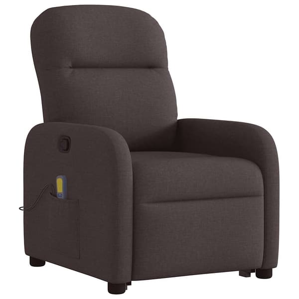 vidaXL Lyftbar massagefåtölj mörkbrunt tyg