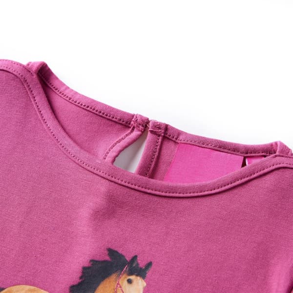 Barn långärmad T-shirt, hallon, 92