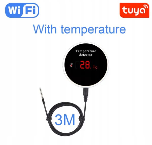 Intelligent temperatursensor hermetisk probe 3mAlarm WiFi-skærm TUYA