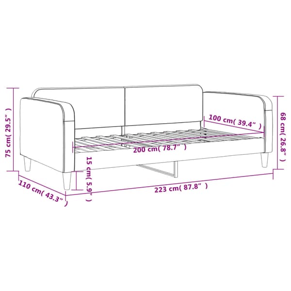 vidaXL Bäddsoffa ljusgrå 100x200 cm tygklädd