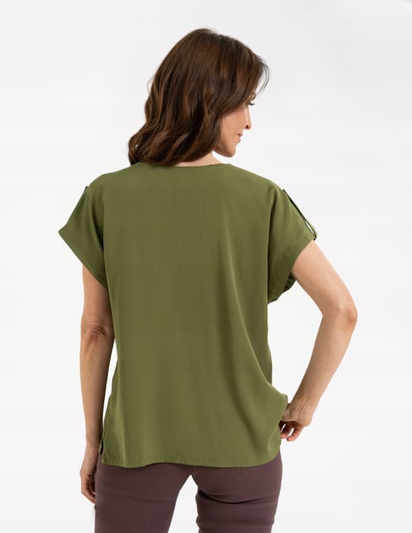 Let damebluse 100% viskose Løs pasform Komfortabel elegant MORAJ 5XL KHAKI
