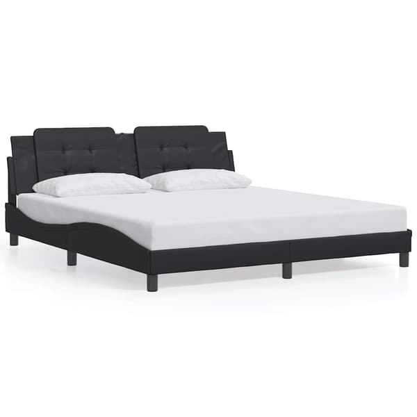 vidaXL sengestel med hovedgærde sort 180x200 cm kunstlæder