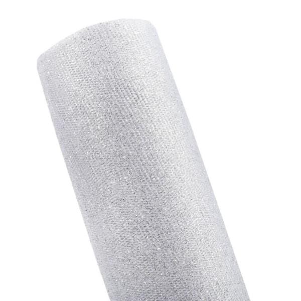 Glänsande silverfärgad mesh tyll organza