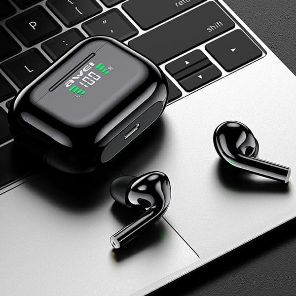 AWEI Bluetooth 5.1 T29P TWS hovedtelefoner + dockingstation sort