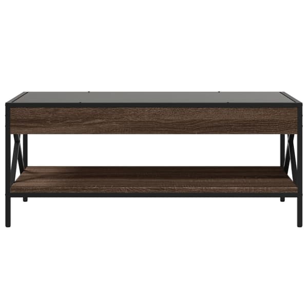 vidaXL Infinity sofabord med LED-lys brunt egetræ 90x50x38 cm