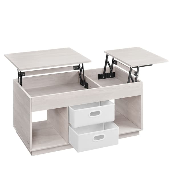 Beige soffbord med utdragbar del