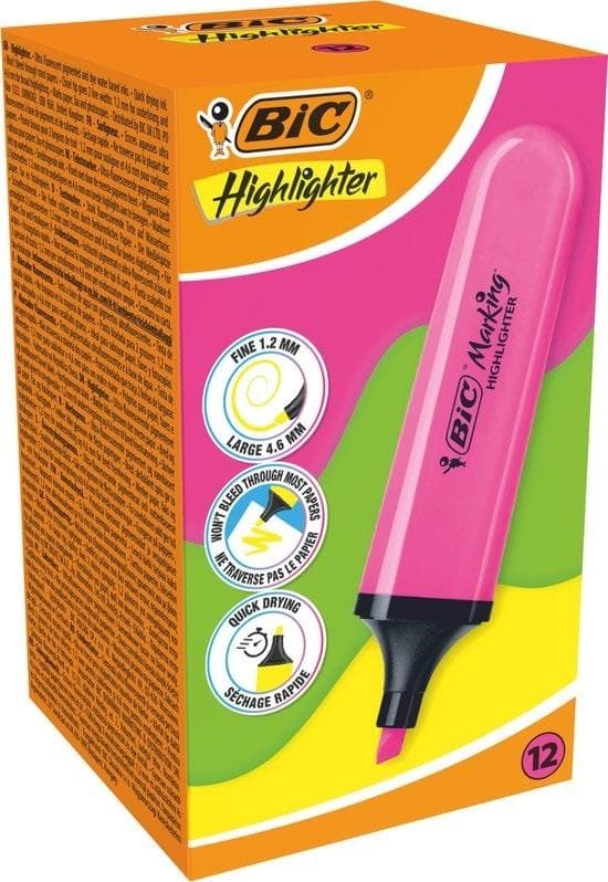 BIC Neon Pink overstregningstuscher (12 stk.)