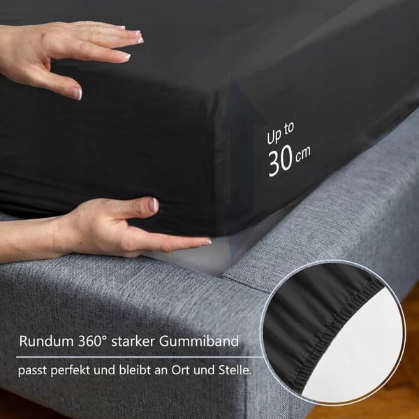 Stræklagen 160x200 bomuld sort jersey 100%