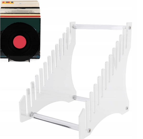 Akrylskab til opbevaring af vinylplader.