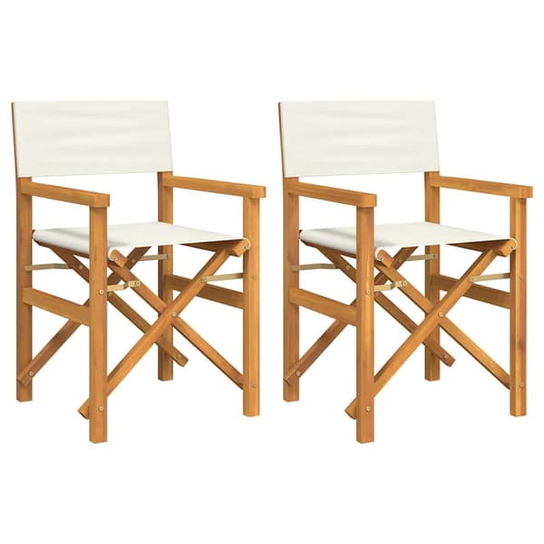 vidaXL Hopfällbara regissörsstolar, set om 2, krämfärgad, teak