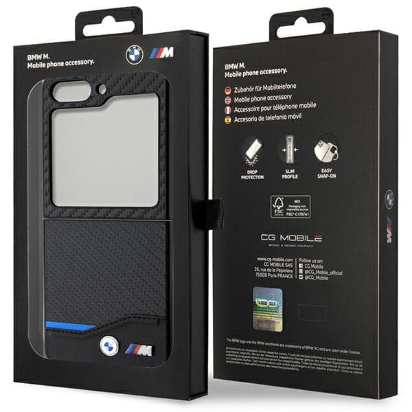 BMW Læderetui i Carbon til Galaxy Z Flip5, Sort