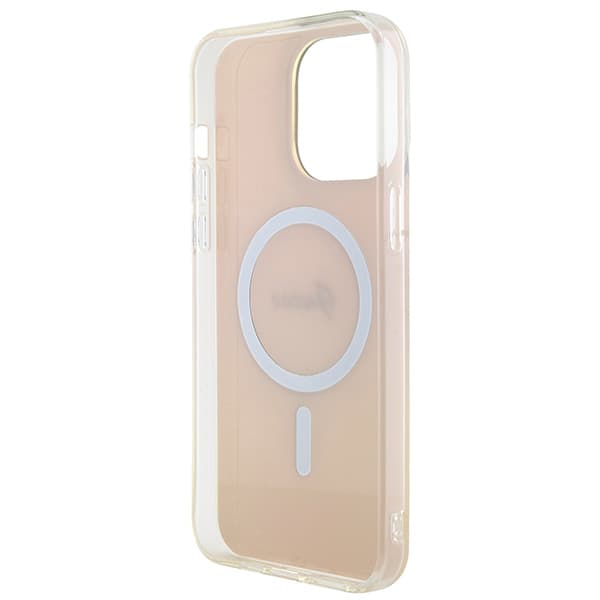 Guess IML Iridescent MagSafe-etui til iPhone 15 Pro, lyserød