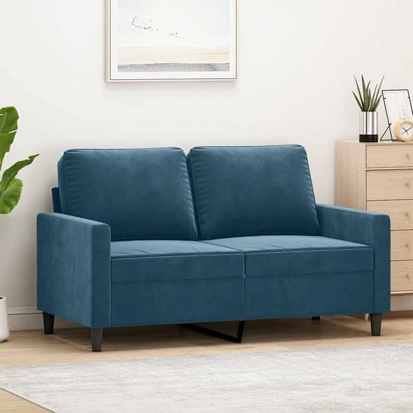 vidaXL 2-sitssoffa blå 120 cm klädd i sammet