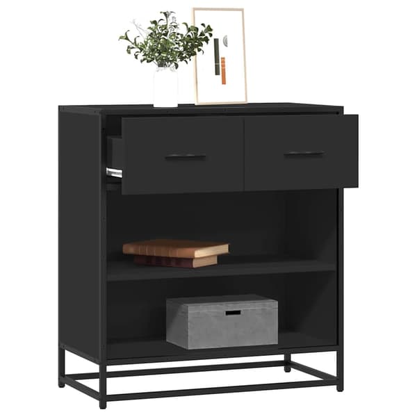 vidaXL kommode, sort, 68x35x76 cm, træ og metal