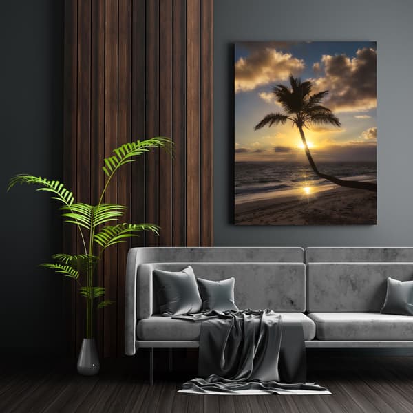 Canvastaulu Luonto Palm Auringonlasku Tausta 60x120 Valtameri Holidays