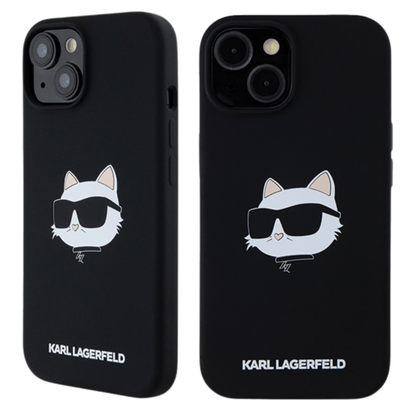 Karl Lagerfeld Silikone Choupette Head Magsafe-etui til iPhone 15 Plus, Sort