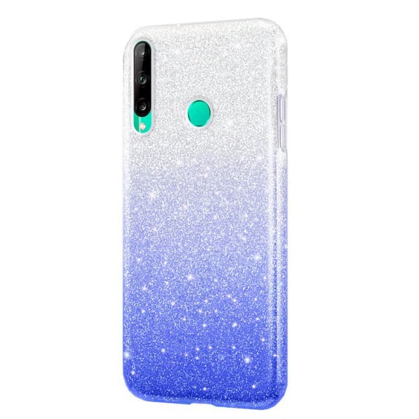 Huawei P40 Lite E Glitterskal, Silver / Blå