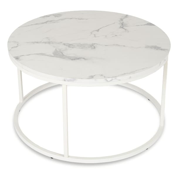 AGNES MAX sofabord 80 cm hvid marmor moderne