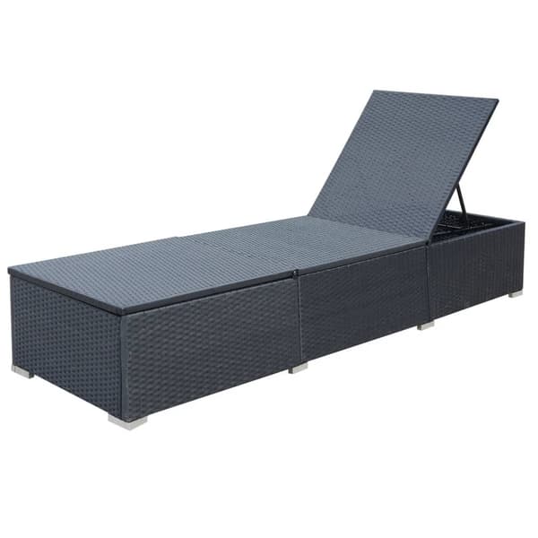 vidaXL havesolseng med hynde, polyrattan, sort