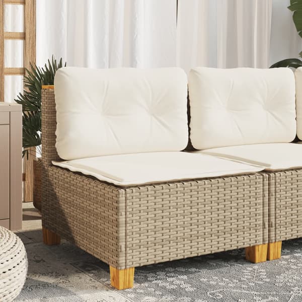 vidaXL Trädgårdssoffmodul, armstödslös, med kuddar, beige