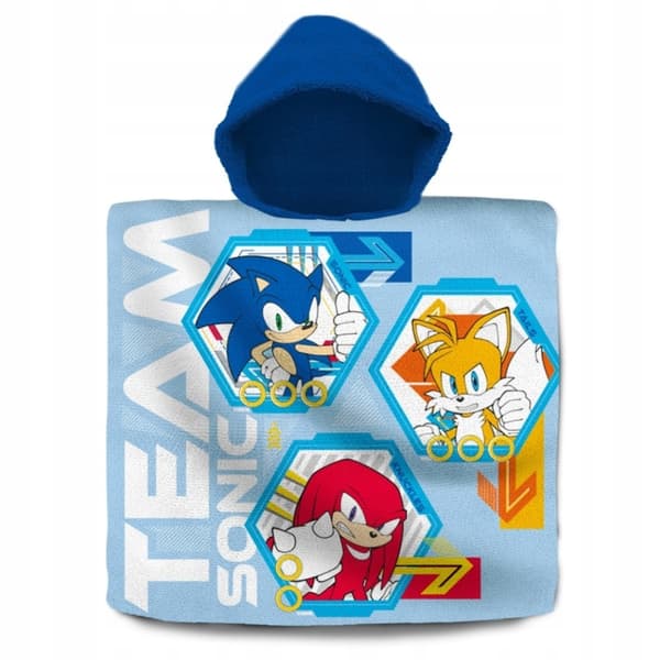 Sonic Poncho Håndklæde med Hætte til Børn i Bomuld til Pool og Strand