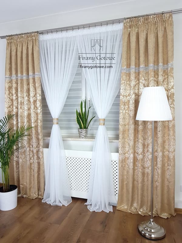 Gardin med draperinger - guld sæt