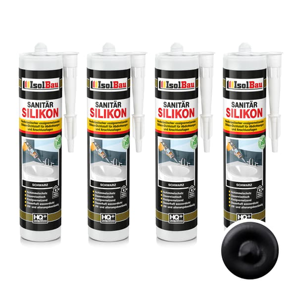 IsolBau Sanitær Silikone Sort Sanitær Silikone 4 x 300ml