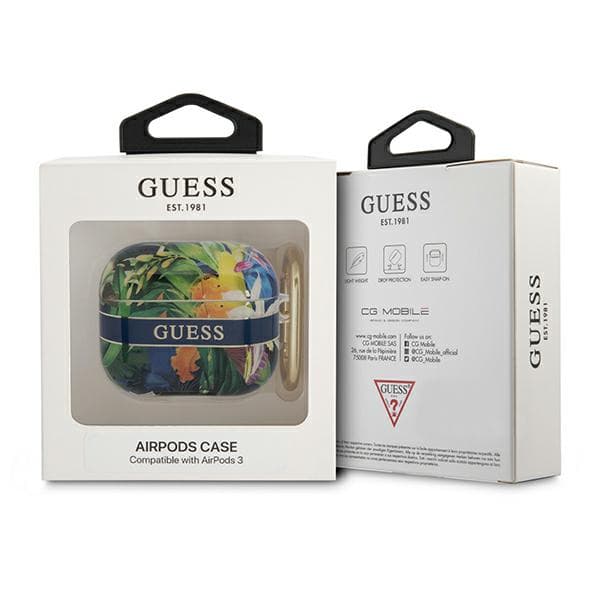 Guess Flower Strap Collection etui til AirPods 3, blå
