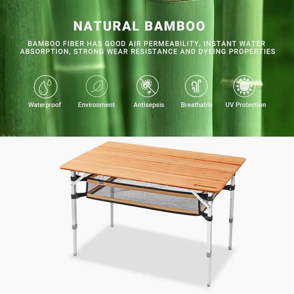 KING CAMP Campingbord i bambu 100 x 65 cm