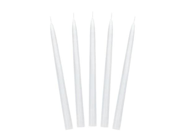 Mattvitt koniskt ljus 24 cm 10 st