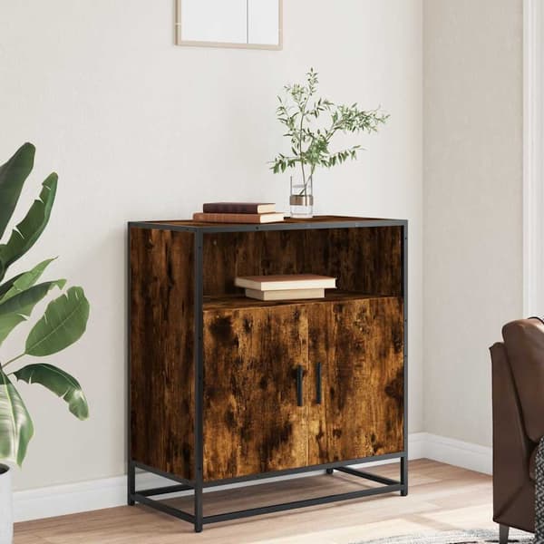 vidaXL kommode, røget eg, 68x35x76 cm, træbaseret materiale