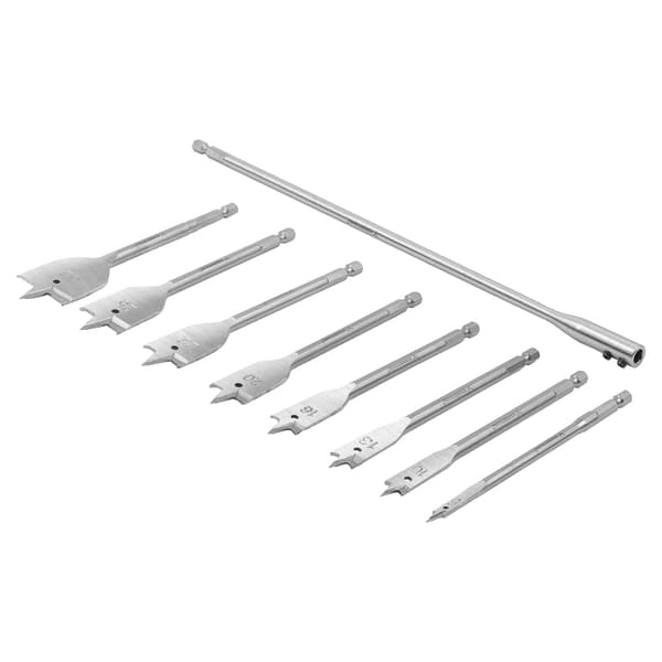 TRÄBORRSET, Platt, 8 st, 6-32 mm, Vorstahl