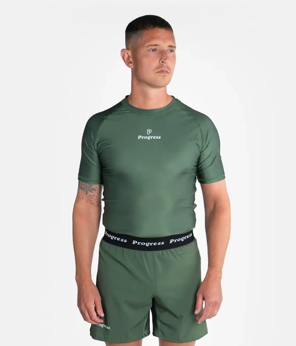Progress Herr Kortärmad Rashguard Academy Khaki M
