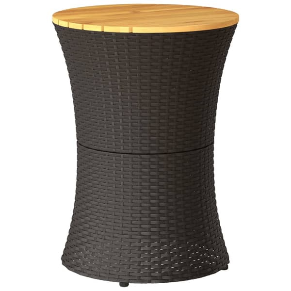 vidaXL trommeformet havebord, sort polyrattan og træ