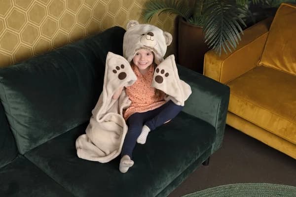 Bamse-tæppe med hætte til børn Cozy Noxxiez BL829