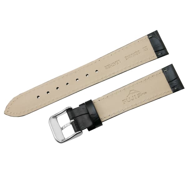 FUJI LÆDERREM 19 MM CROCODILE sort rem, sorte syninger