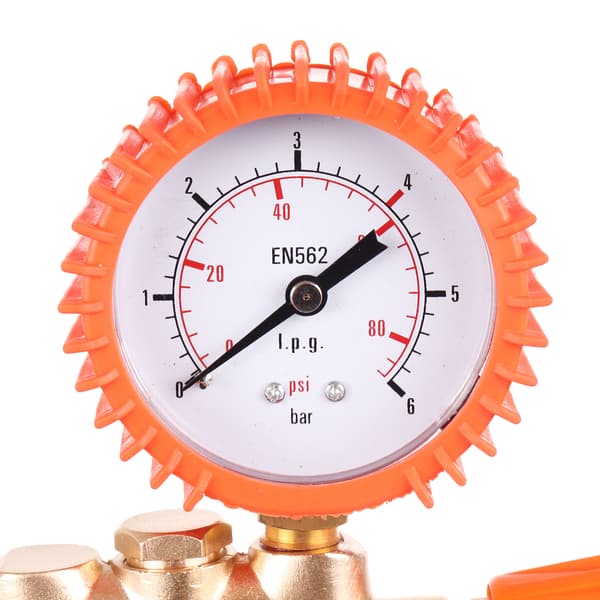 Propangasflaskeregulator med trykmåler til 11 kg flaske, messing