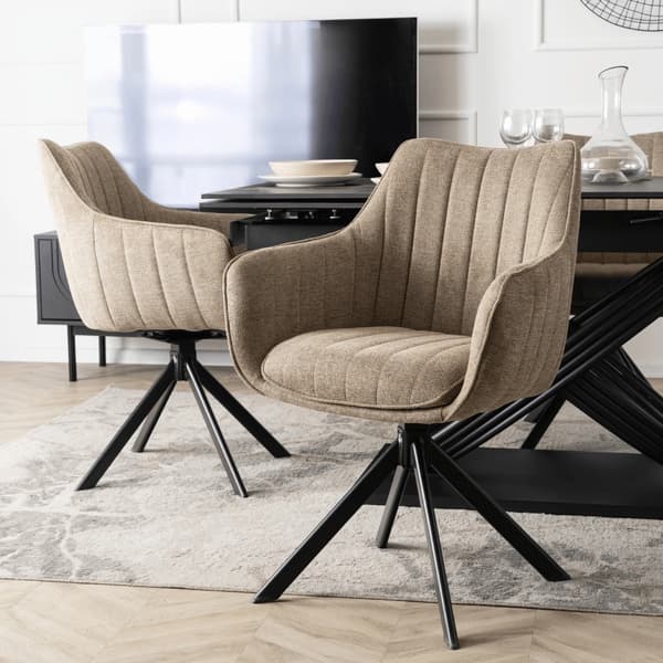Polstret drejestol til stue MUMBAI beige moderne