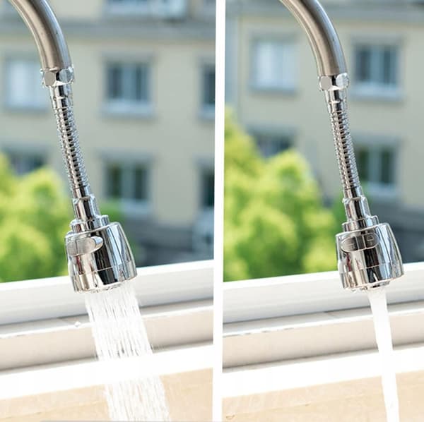 Köksblandarens strålsamlare, förlängning med dubbelfunktion, MAX, flexibel, krom