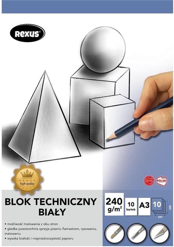 Tekniskt block A3/10K vit Premium