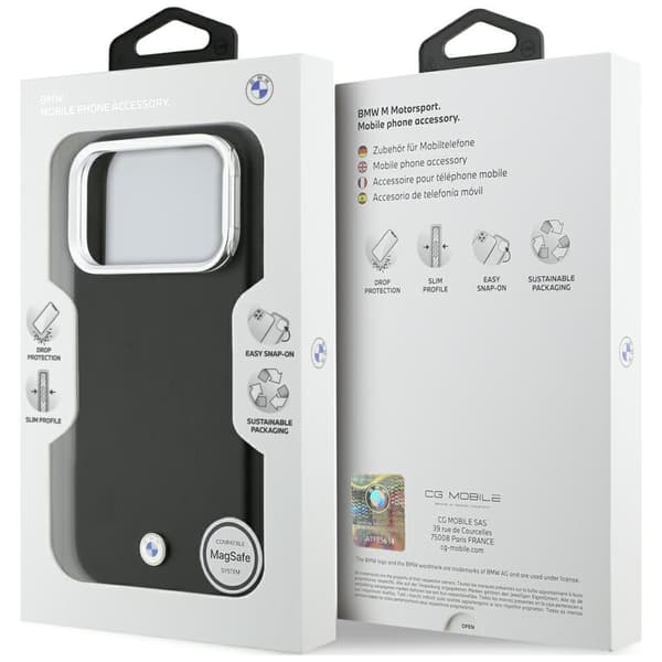 BMW M Sign Metal Logo MagSafe-cover til iPhone 17 Pro, sort